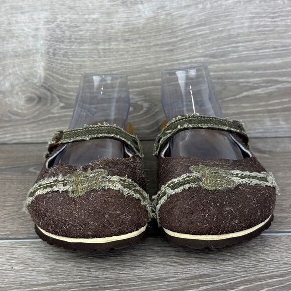 Birkenstock Birki’s Maria Women’s Sz 6/EU 37 Brown Olive Denim Slip On Mules - Picture 2 of 12